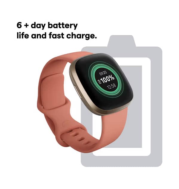 Fitbit Versa 3 Smartwatch - Pink Gold Aluminum Case with 6+ Day Battery & Built - in GPS - Image 4