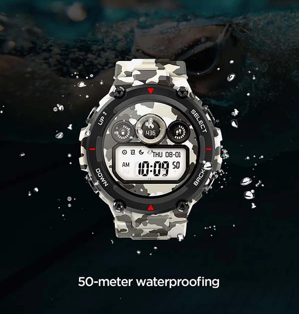 Amazfit T - Rex Camo Green Band - Rugged Silicone, Military - Grade Durability, Quick - Release Strap - Image 4