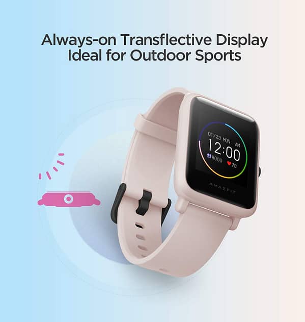 Amazfit Bip S Smartwatch - Pink | Lightweight Fitness Tracker, 40 - Day Battery, Heart Rate & Sleep Monitoring - Image 4