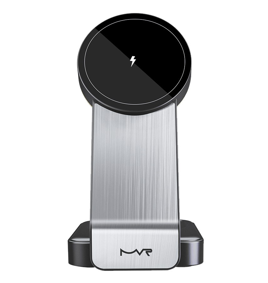 Black DC-1 MVR portable 3-in-1 MagSafe charger, sleek and convenient for all devices