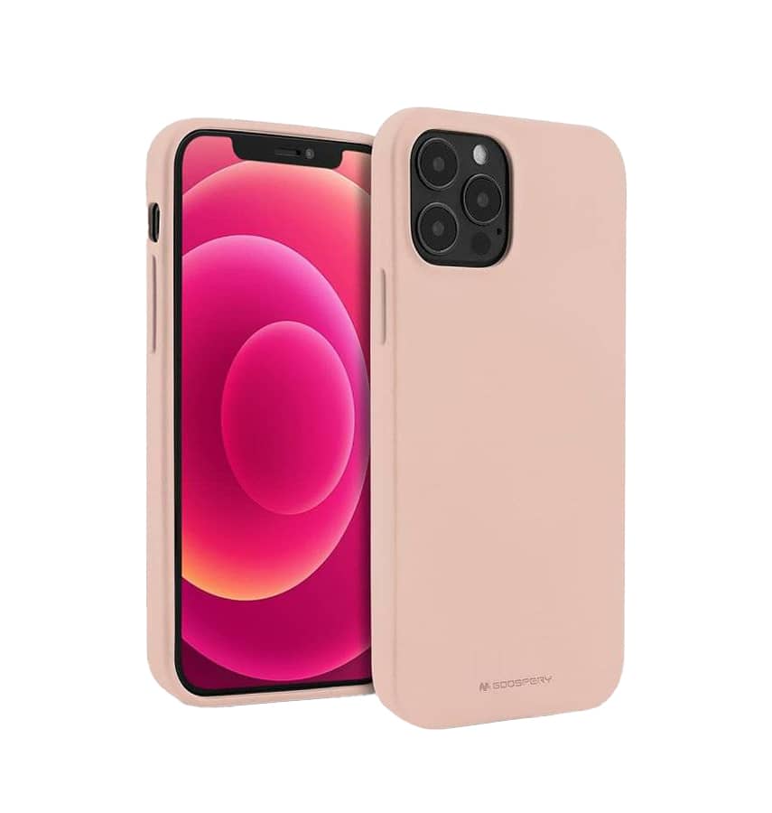 Pink Sand Mercury Silicon Back Cover for iPhone 14 Pro, soft and durable protection.