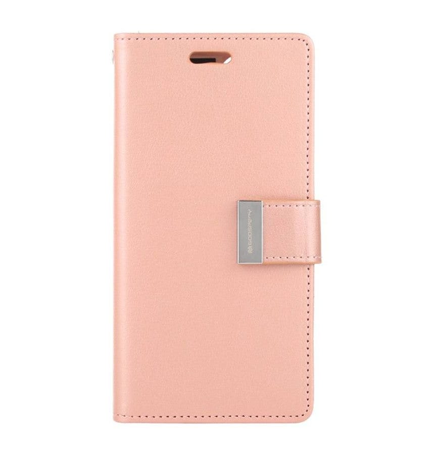 Rose Gold/Rose Gold Mercury Rich Diary Flip Wallet Case for iPhone 15 Pro, elegant design