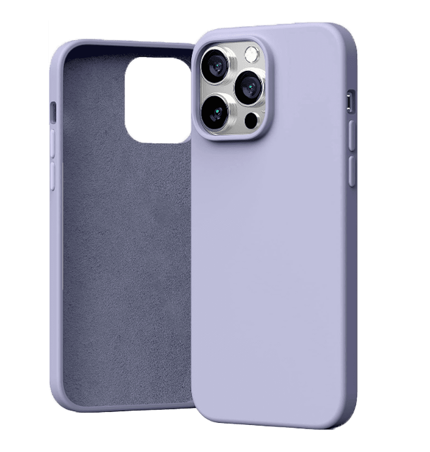 Lavender Grey silicon back cover for iPhone 14 Pro Max, elegant and sturdy