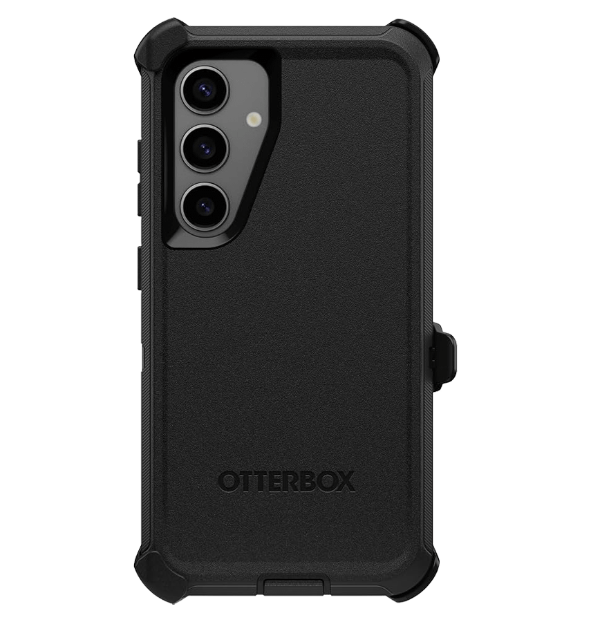 Heavy-duty black Defender case for Galaxy S24 by OtterBox