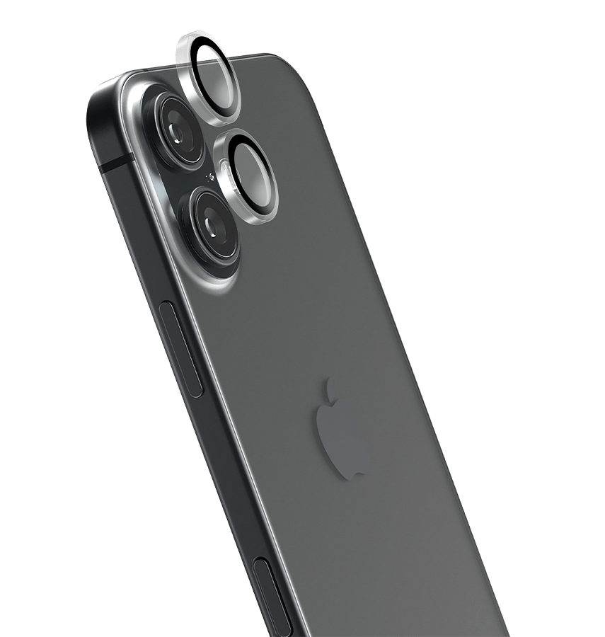Clear MVR robust alloy glass camera lens protector for iPhone 16/16 Plus, durable protection.