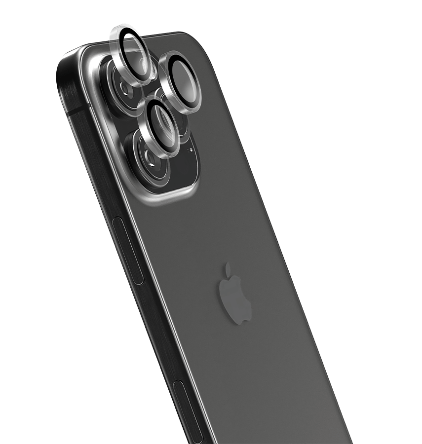 Clear MVR alloy glass camera lens protector for iPhone 16 Pro/Pro Max, durable protection.