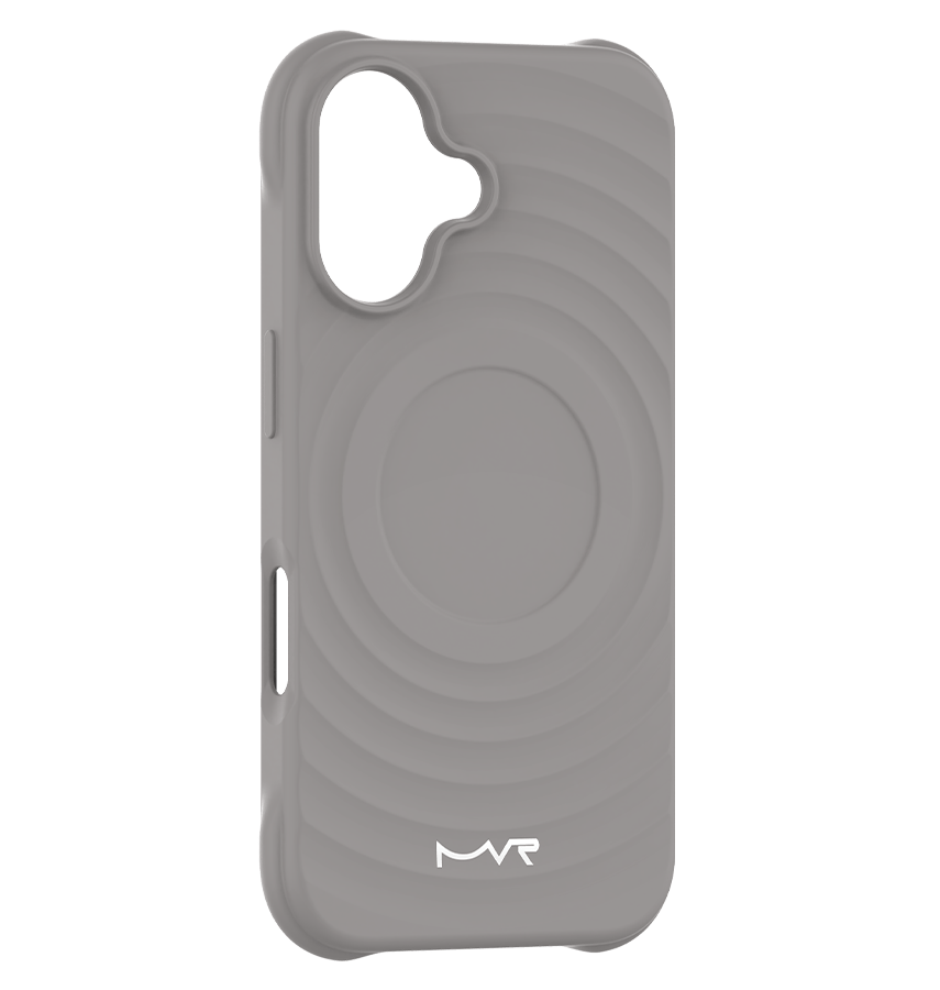 Grey MVR Wave Silicone Back Cover for iPhone 16 Plus, soft-touch and secure fit