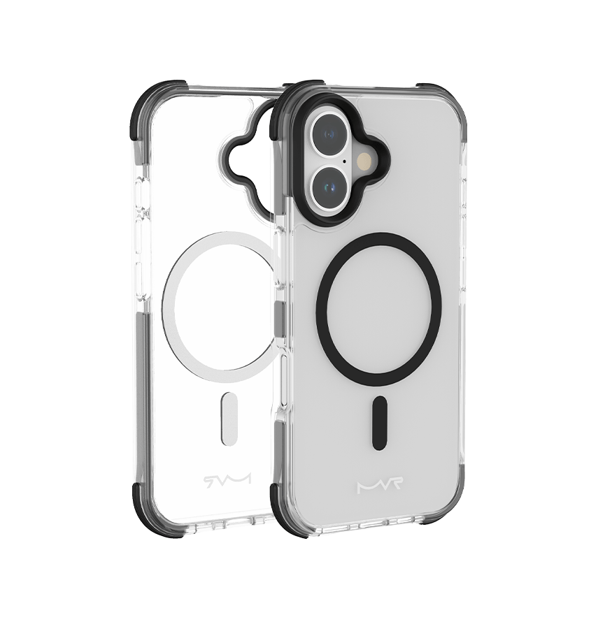 Black MVR Robust Back Cover for iPhone 16, strong and reliable protection