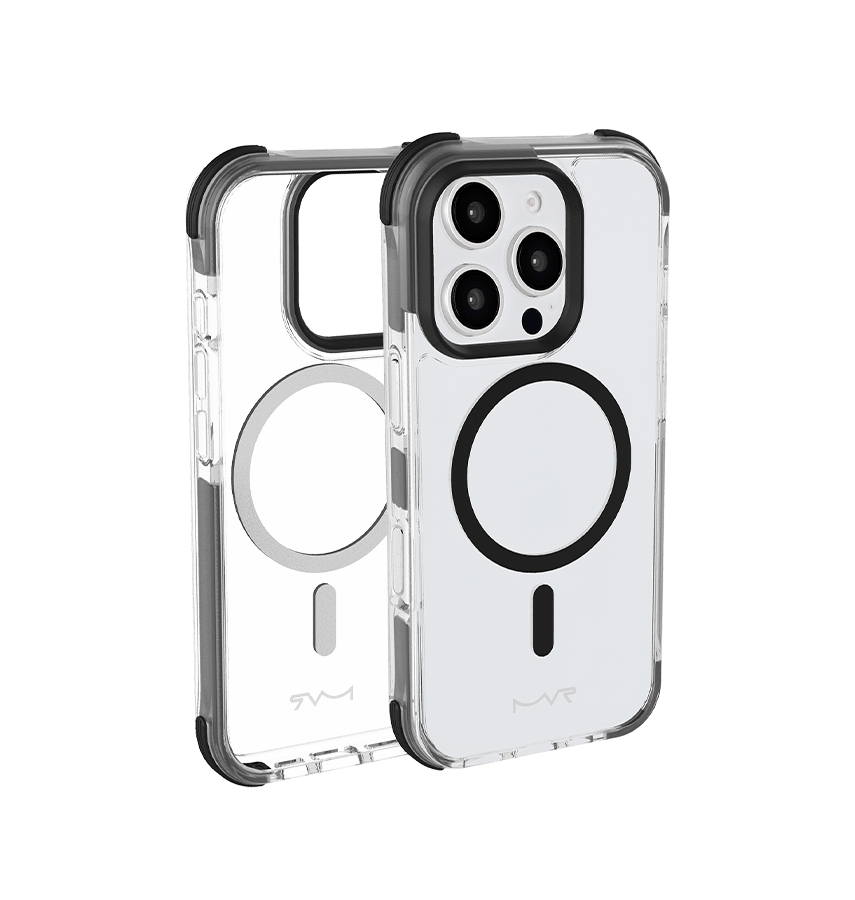 Black MVR Robust back cover for iPhone 16 Pro Max, tough and durable protection.