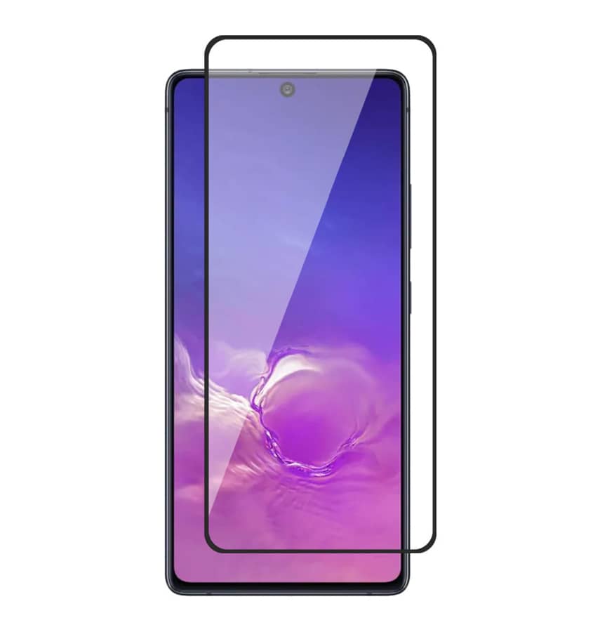Edge-to-edge clear/black tempered glass protector for Samsung Galaxy S10 Plus