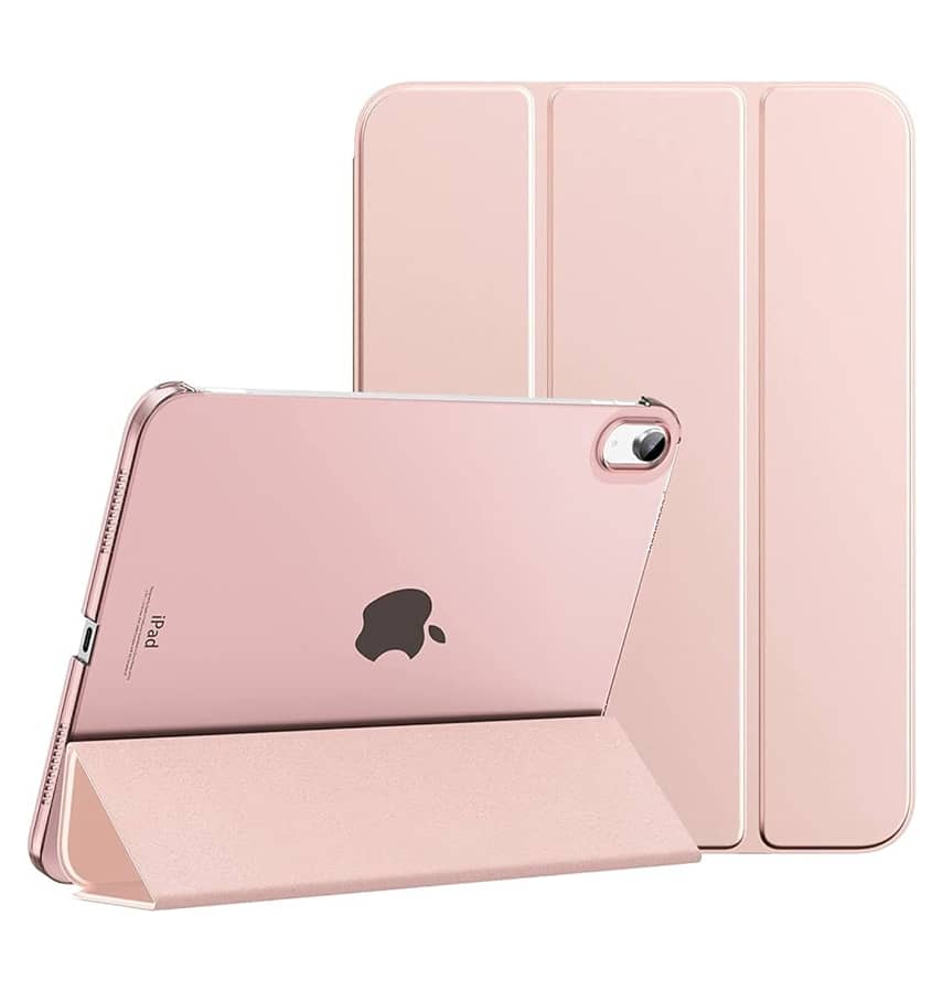 Rose Gold Canvas Smart case with pen slot for iPad 10.9 10th Gen, practical and stylish