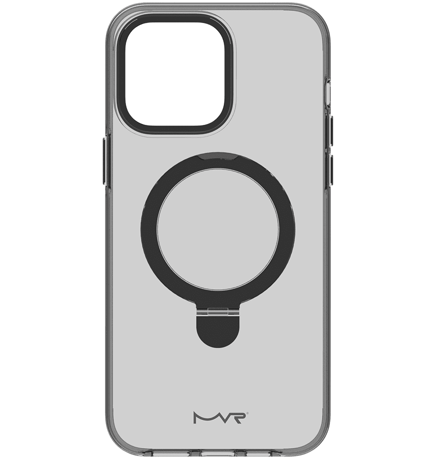 Smokey Black MVR Stellar Stand back cover for iPhone 13/14/15/16e, stylish and functional
