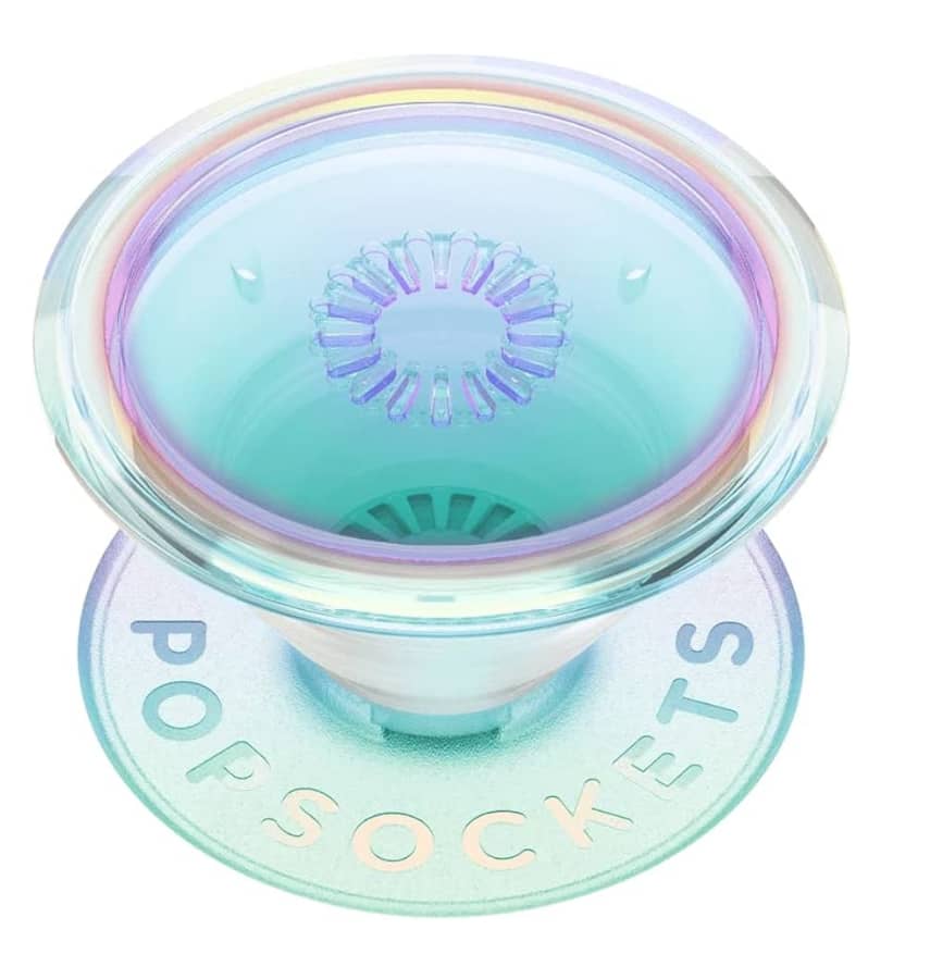 Iridescent PopGrip with adhesive for a secure phone grip and trendy style