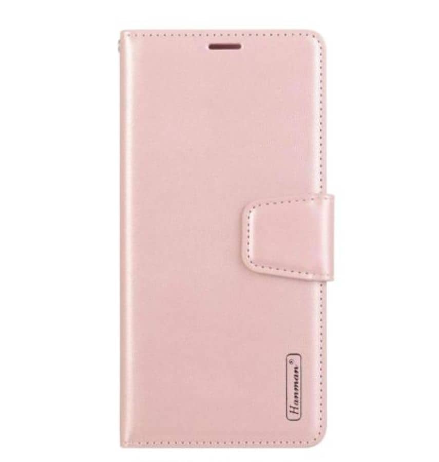 Rose gold Hanman wallet case with clasp for Samsung Galaxy S23 FE