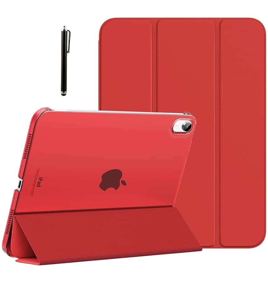 Red Canvas Smart case with pen slot for iPad 10.9 10th Gen, bold and functional
