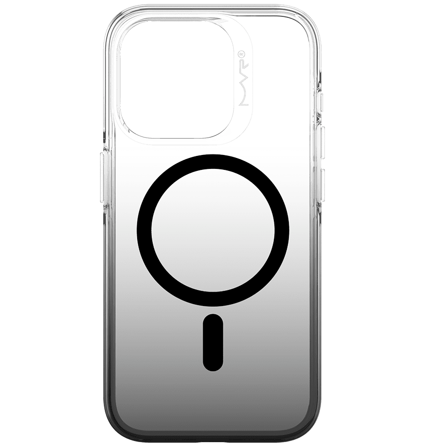 Black Gradient MVR Nova back cover for iPhone 13/14/15/16e, stylish and durable