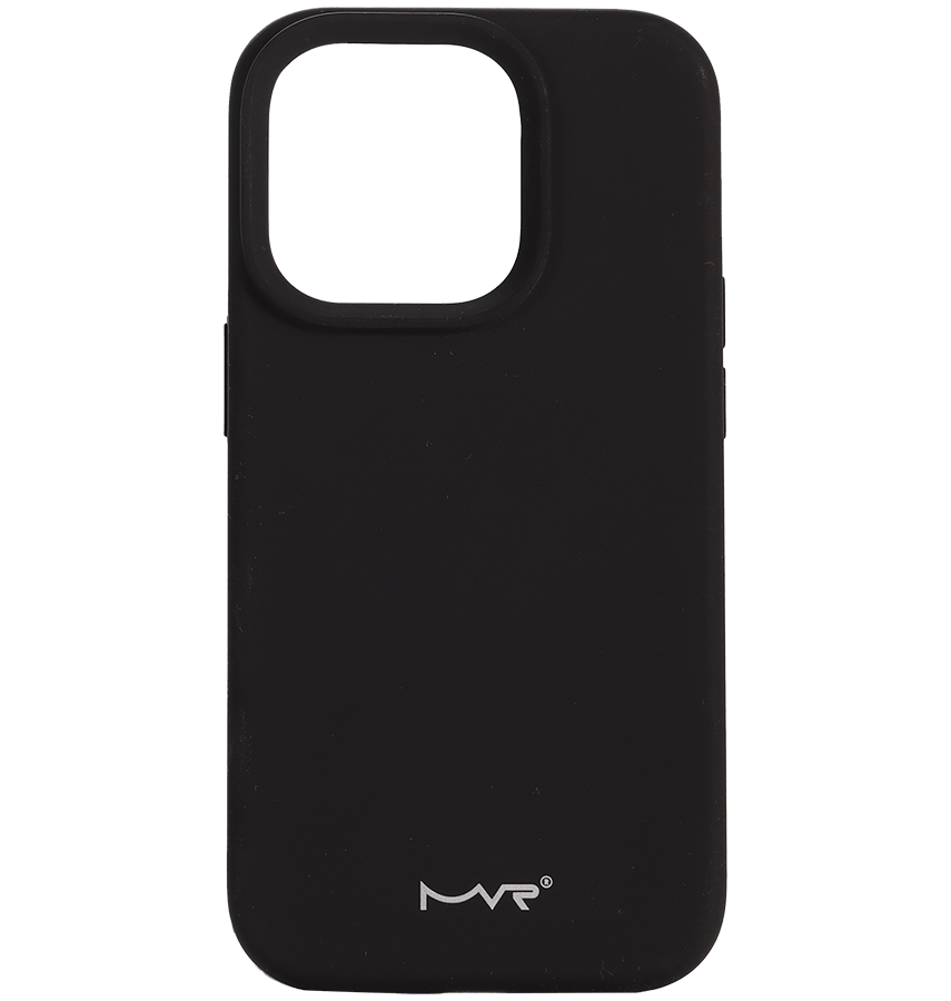 Black MVR Liquid Silicone Back Cover for iPhone 15 Pro, smooth and protective