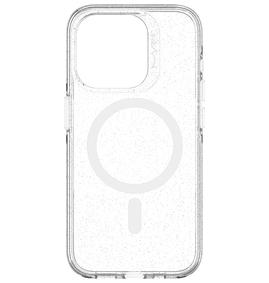 Clear MVR Nova Shimmer Back Cover for iPhone 15 Pro, stylish and protective design