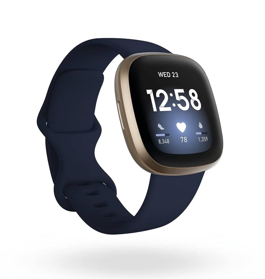 Navy/Gold Fitbit Versa 3, elegant fitness tracker with advanced features