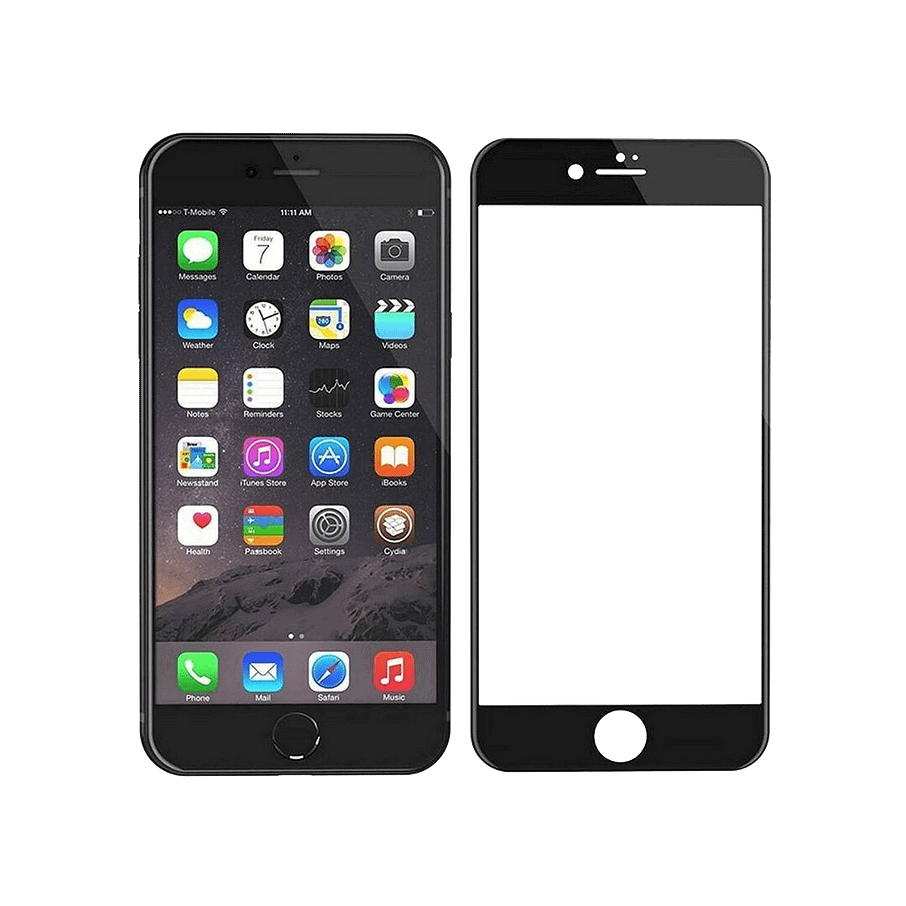 Clear/black MVR Saturn glass screen protector for iPhone 6/6S/7/8/SE2, premium scratch defence.