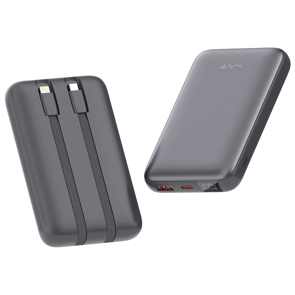 Rapid-10x Ultrafast 10000mAh MVR Power Bank - Grey | Compact Portable Dual USB Charging - Image 3