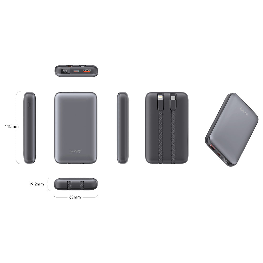 Rapid-10x Ultrafast 10000mAh MVR Power Bank - Grey | Compact Portable Dual USB Charging - Image 4