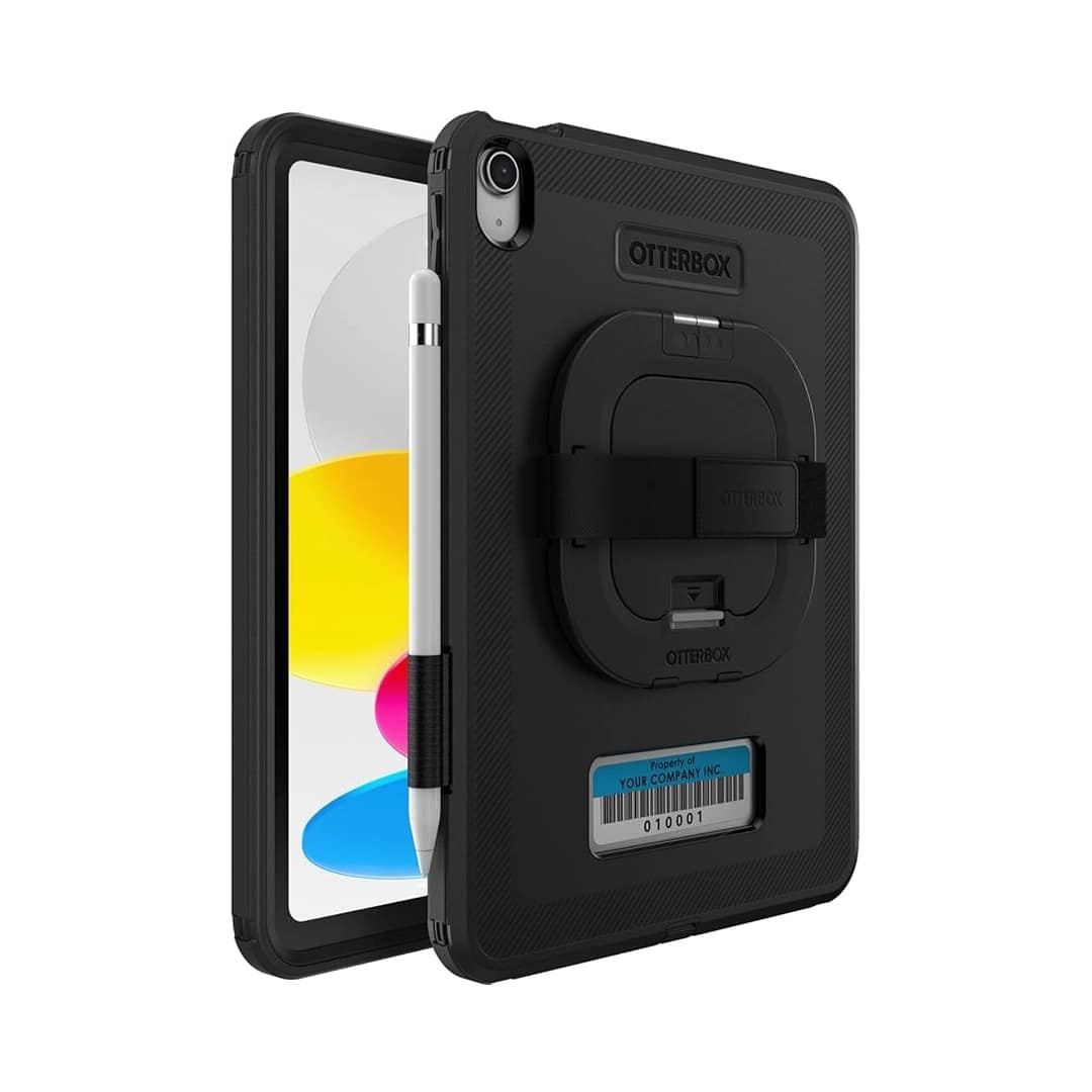 iPad 10.9 (10th Gen) Case– Black | OtterBox Defender Series Rugged Protective Case with Handstrap, Kickstand & Multi-Layer Drop Protection