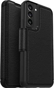 Samsung S22 Plus 5G Case – Shadow Black | OtterBox Strada Series Genuine Leather Folio Stylish & Protective Cover