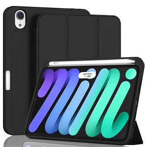 Black Canvas Smart case with pen slot for iPad Mini 6, slim and functional fit