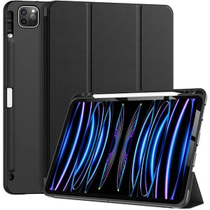 Black Canvas Smart Case with pen slot for iPad Pro 11, durable and practical