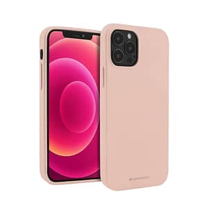 Pink Sand Mercury Silicon Back Cover for iPhone 14 Pro, soft and durable protection.