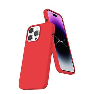 Red Mercury Silicon Back Cover for iPhone 14 Pro, vibrant and flexible protection.