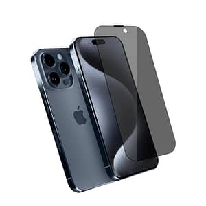 Black Privacy Tempered Glass for iPhone 15 Pro Max, secure and glare-resistant