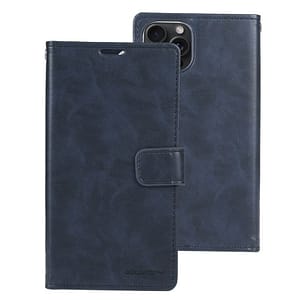 Navy Mercury Bluemoon Diary Flip Wallet Case for iPhone 15 Pro, sleek and durable
