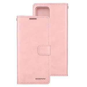 Rose Gold Mercury Bluemoon Diary Flip Wallet Case for iPhone 15 Pro, stylish and protective
