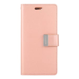 Rose Gold/Rose Gold Mercury Rich Diary Flip Wallet Case for iPhone 15 Pro, elegant design