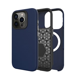 Navy Triangle MagSafe Back Cover for iPhone 15 Pro, stylish and secure fit
