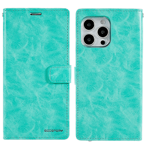 Mint Bluemoon flip wallet case for iPhone 14 Pro Max, stylish and secure