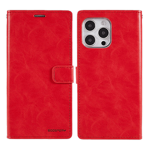 Red Bluemoon flip wallet case for iPhone 14 Pro Max, vibrant and sturdy