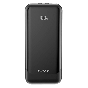 Black 10000mAh power bank for ultrafast charging, ideal for on-the-go use