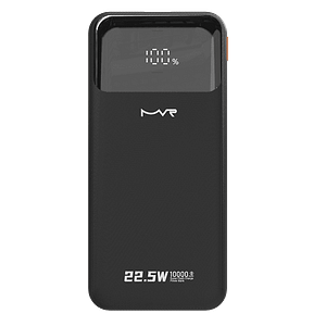 10000mAh ultrafast black power bank with built-in cable, perfect for portable charging.