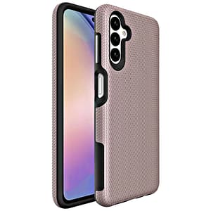 Rose gold triangle back case for Samsung Galaxy A15, combines style with protection.
