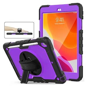 iPad 10.2 Survivor Case with Hand Strap Durable Cover – Slim Shockproof Cover with Hand Strap (Purple)