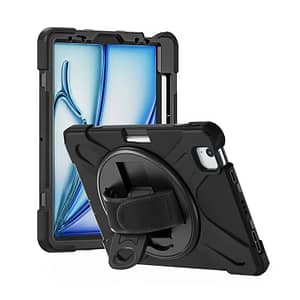 iPad Air 4 Survivor Rugged Case with Hand Strap - Black | Military-Grade Drop Protection + Built-in Screen Protector