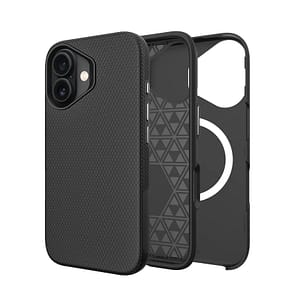 Black Triangle MagSafe Back Cover for iPhone 16 Plus, slim and secure design