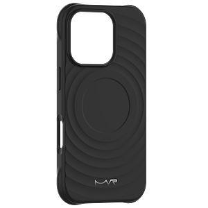 Black MVR Wave silicone back cover for iPhone 16 Pro Max, sturdy and slim design.