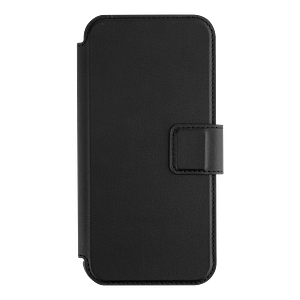 Black MVR Luxe-Guard MagSafe flip wallet case for iPhone 16 Pro Max, versatile and stylish.