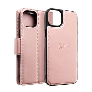 Rose Gold/Black Hanman Magnetic Detachable Leather Flip Wallet Case for iPhone 15 Pro, elegant and practical