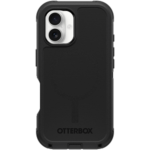 Black Otterbox Defender MagSafe Back Cover for iPhone 16, tough and protective