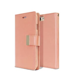 Rose Gold Mercury Rich Diary flip wallet case for iPhone 13/14/15/16e, classy and secure